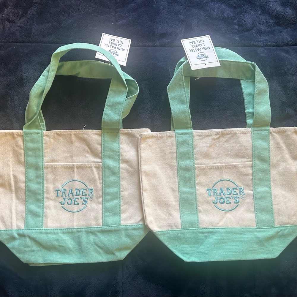 Trader Joe's Mini Canvas Tote Bags- Pastel Green